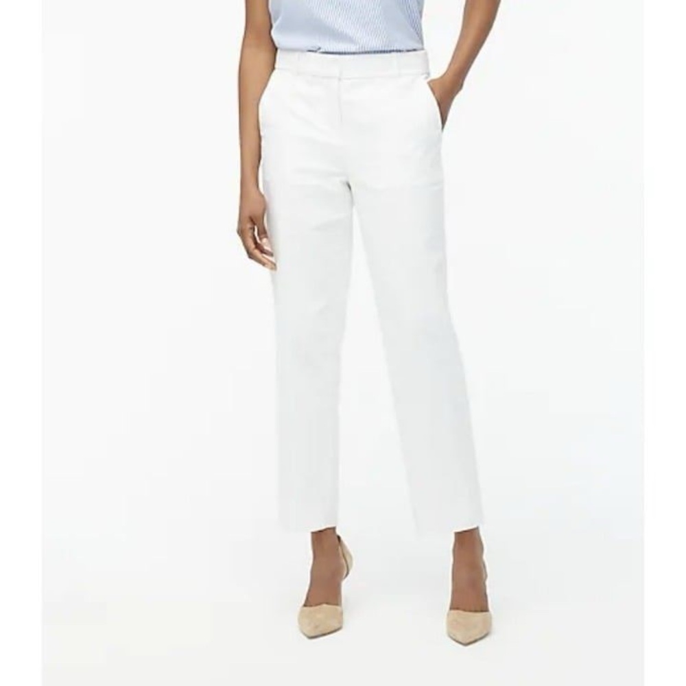 J crew NWT White Linen blend Straight leg Dress Pants High Rise Size 8